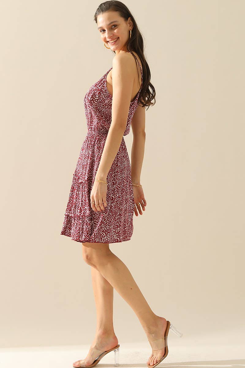 CWDSD1392-B_LEOPARD TIGHTEN WAIST SLEEVELESS MINI DRESS