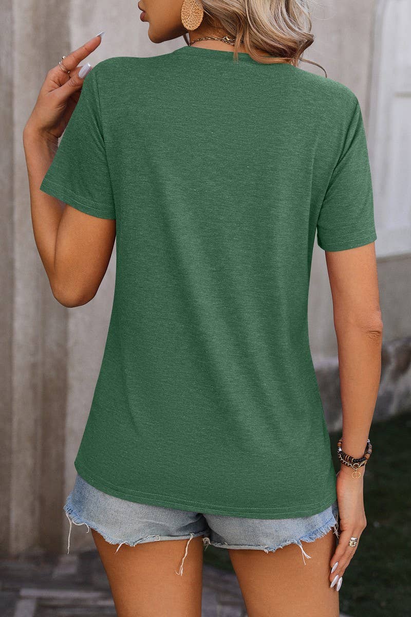 Cwtts0777_Round Neck Short Sleeved Top