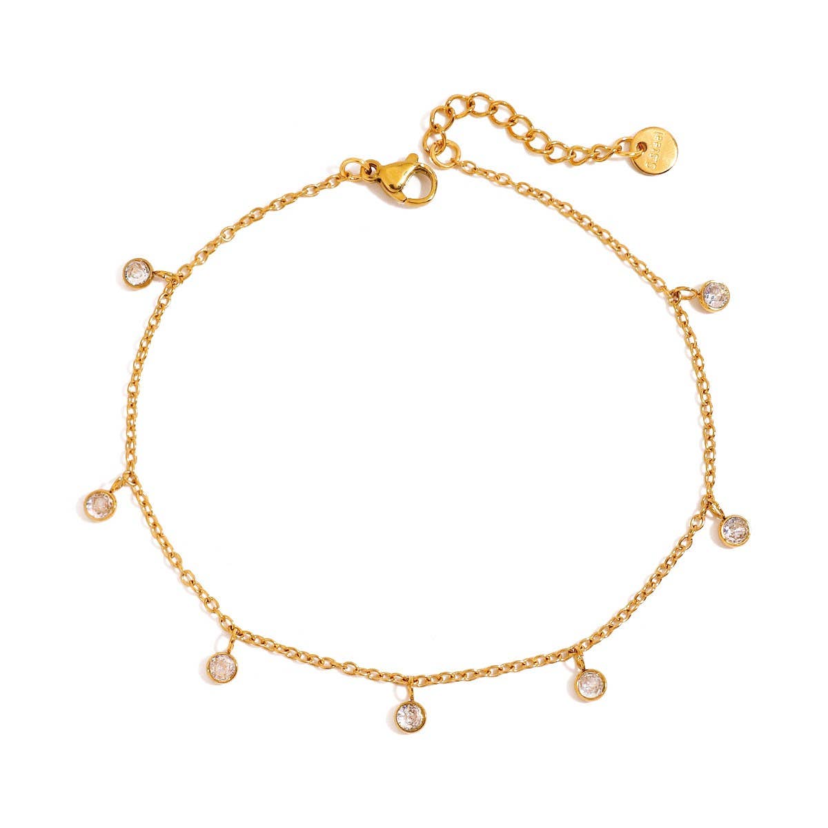 Fashion 18K Gold Zircon Stainless Steel Anklet_CWAJE4789