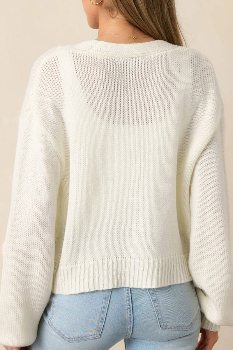 CWOCAL2353_3D STRAWBERRY PATTERN KNITTED CARDIGAN SWEATER