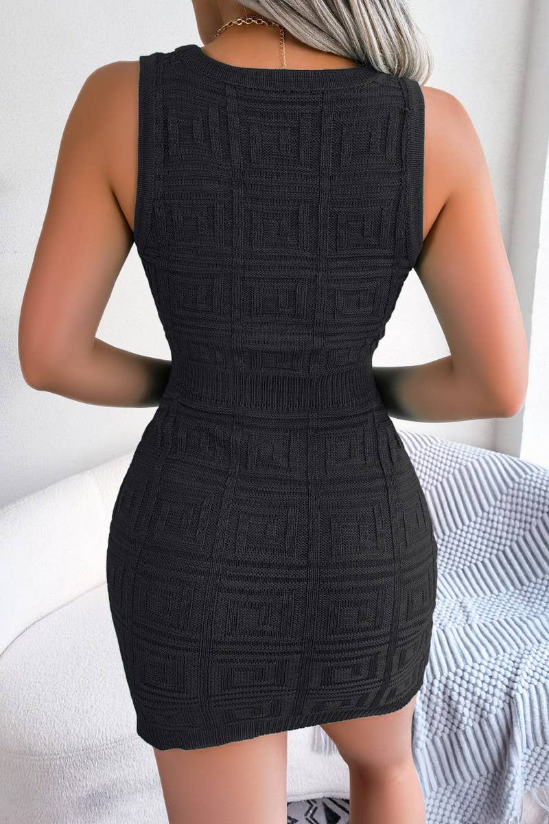 SEXY HOLLOW HIGH WAIST KNIT HIP WRAP DRESS_CWDSD2493