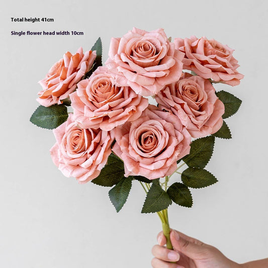 7-Head Vintage Cappuccino Rose Bouquet Decor_CWMM6593