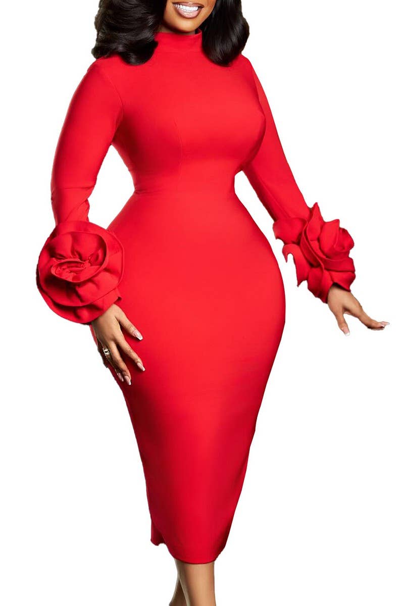 CWDMD01271_2025 ELEGANT FLORAL  HIGH NECK DRESS