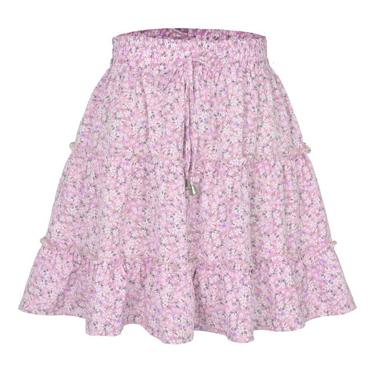 WOMEN'S HIGH WAIST RUFFLED FLORAL SKIRT_CWAB4791