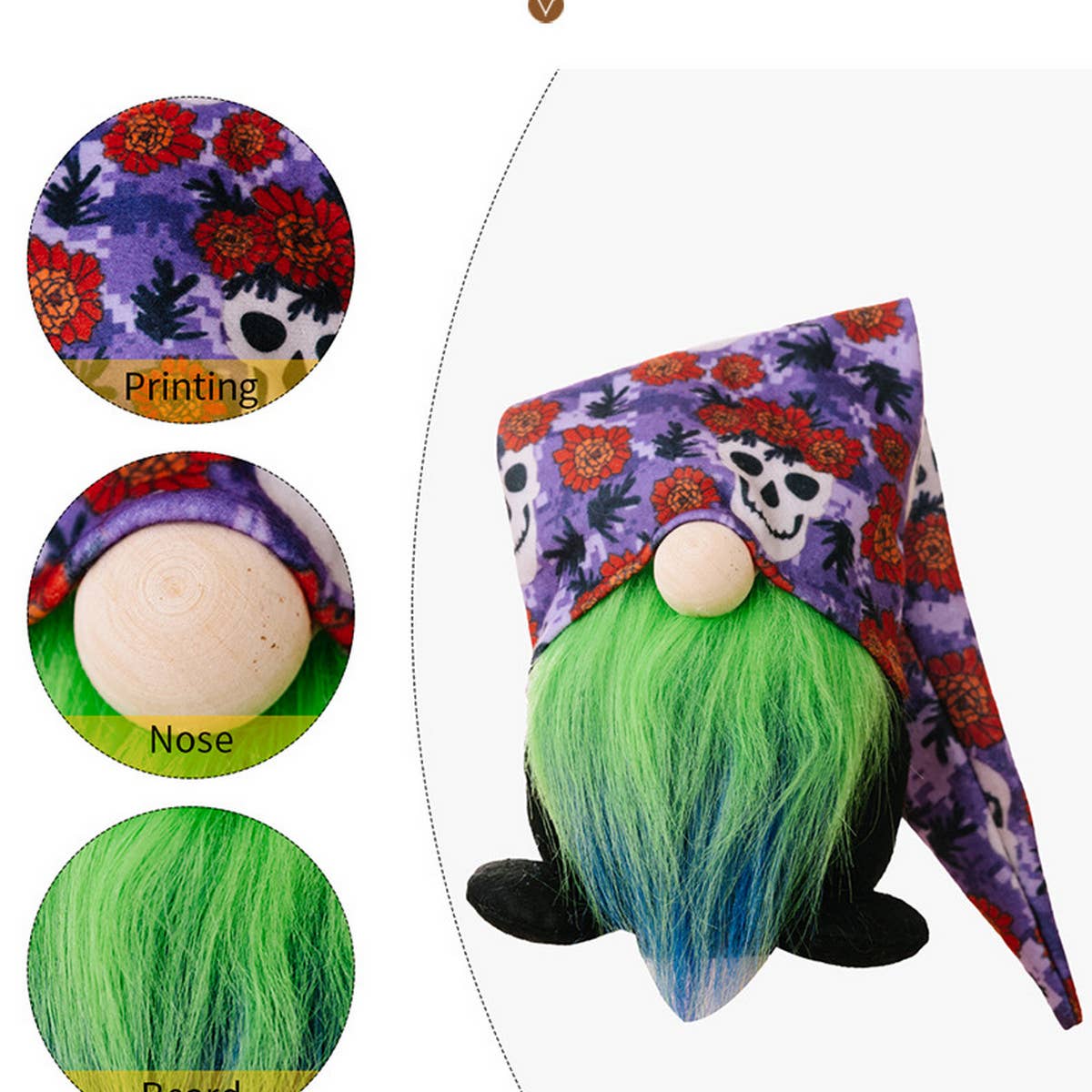 HALLOWEEN HAT DWARF DOLL COLORFUL ORNAMENTS