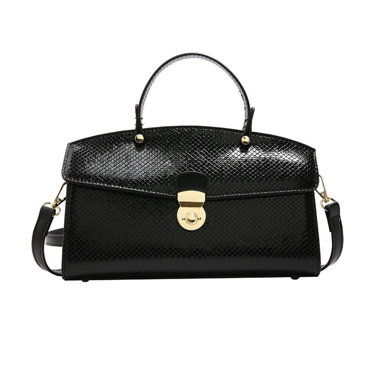 Large-capacity snake-patterned hand-held tote bag