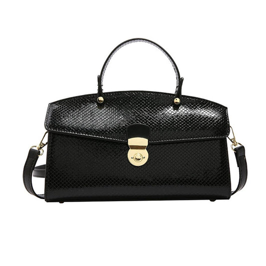 Large-capacity snake-patterned hand-held tote bag