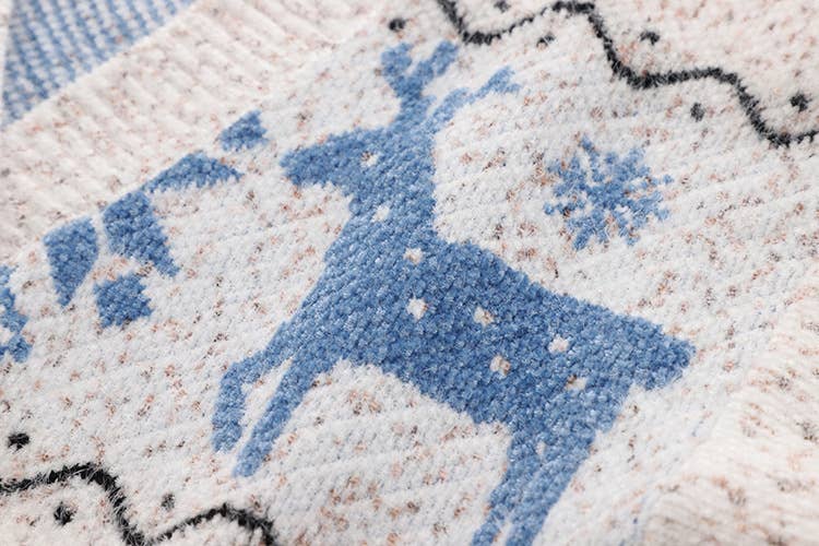 SINGLE BREASTED CHRISTMAS DEER JACQUARD CARDIGAN