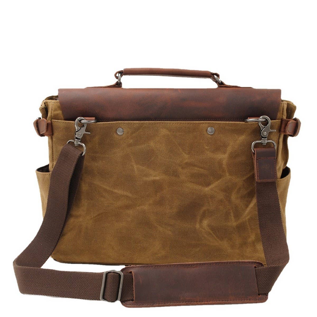 Men's Retro Waxed Canvas Leather Messenger Bag_CWAB5559