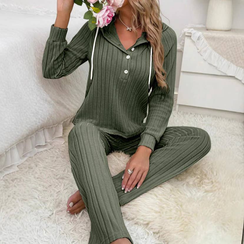 PIT WOOLEN HOODED TOP FASHION TROUSERS HOME SUIT