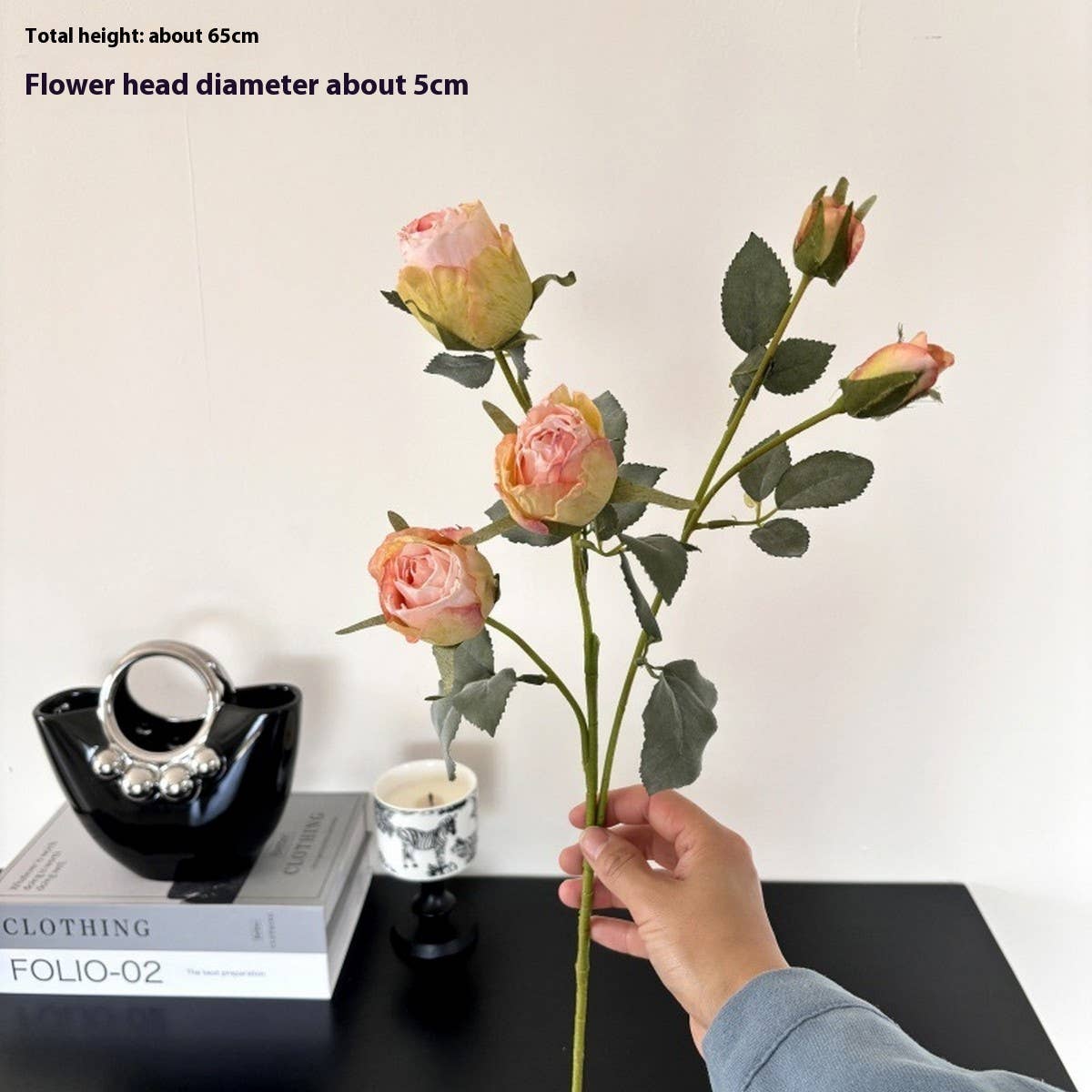 Burnt Edge Lola Rose Artificial Flower Prop_CWMM6569