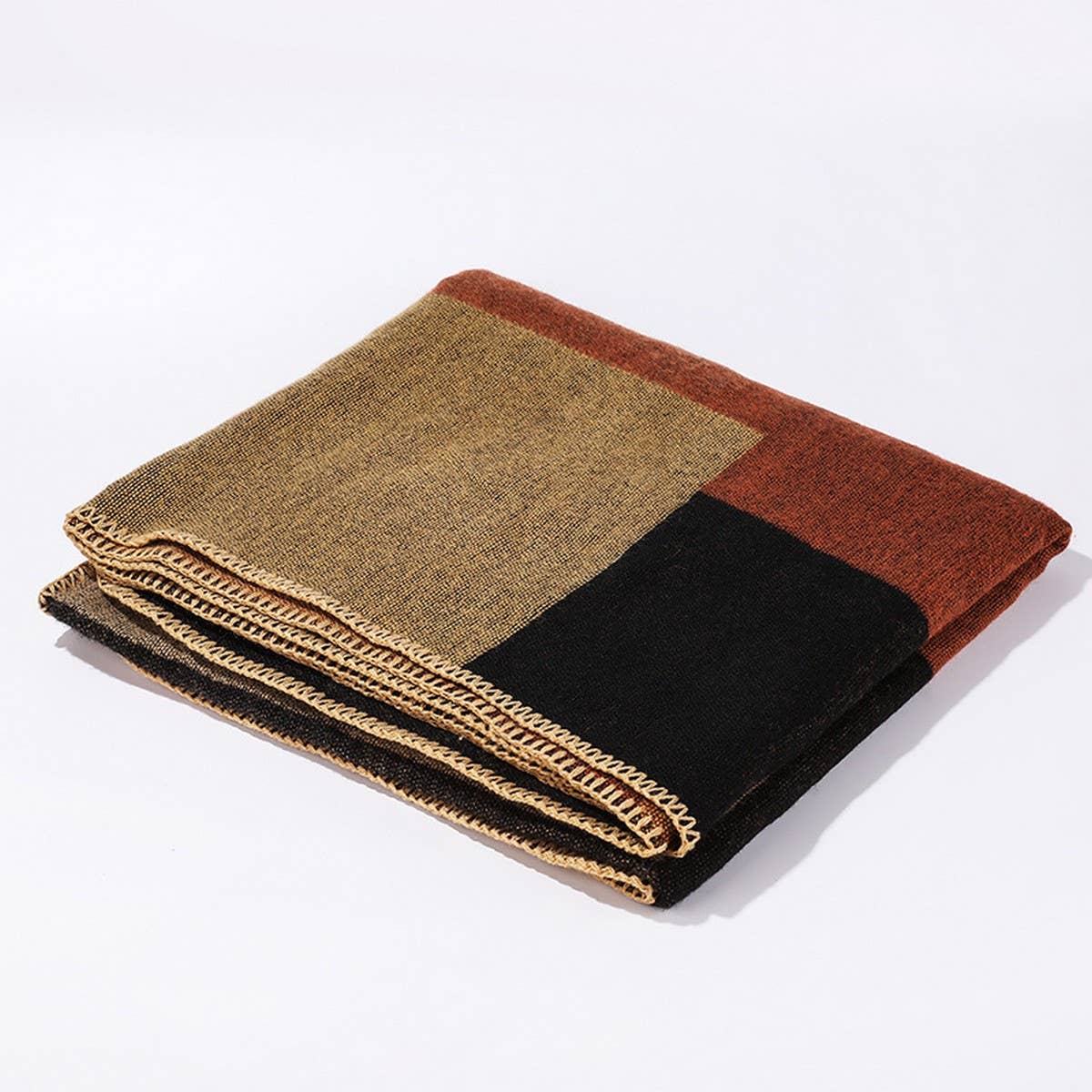 DOUBLE-SIDED PLAID FAUX CASHMERE SHAWL CAPE