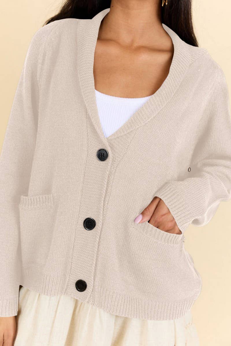 CWOCAL2360_FLAG PRINT V-NECK LOOSE KNIT CARDIGAN SWEATER