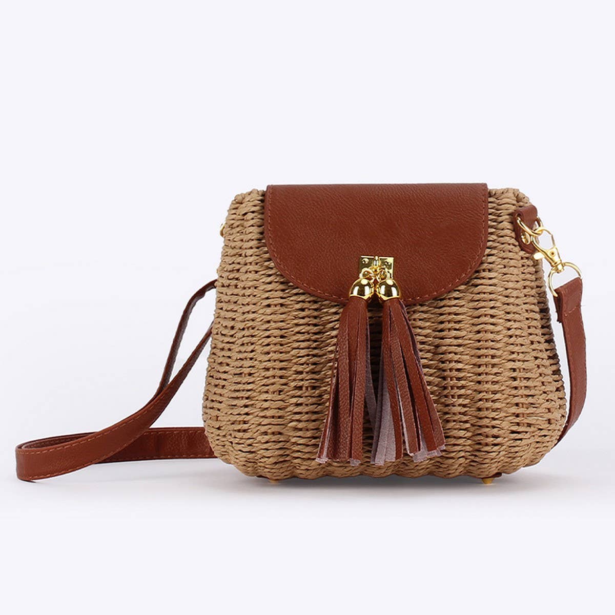 NEW RATTAN SMALL FRESH SOLID COLOR HAND-WOVEN BAG_CWAB4697