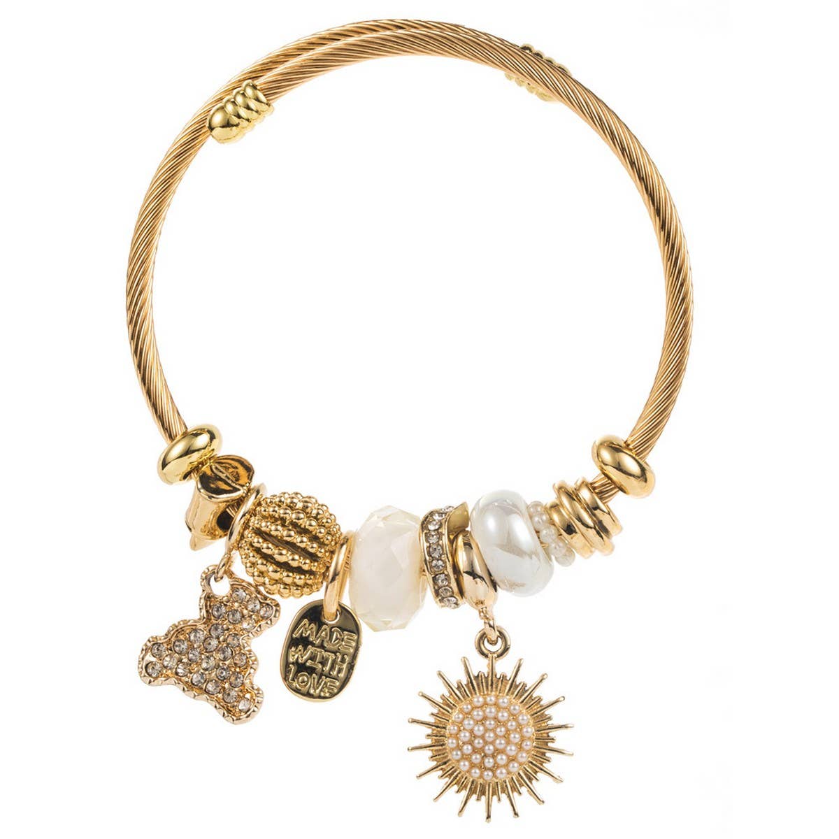 Adjustable DIY Beaded Bracelet with Bear & Sun_CWMM8617