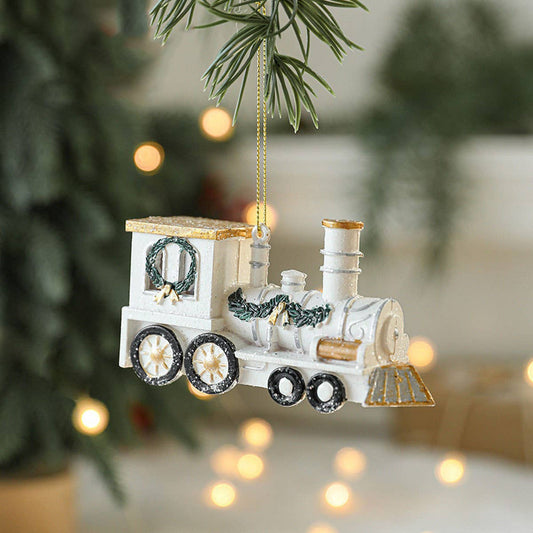 Painted Plastic Christmas Tree & Car Hanging Deco_CWMM9695