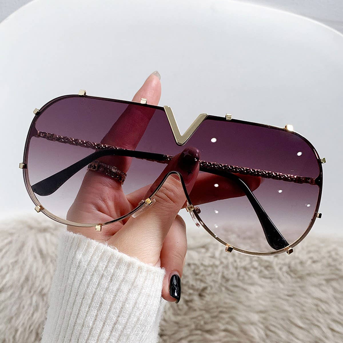 METAL FRAME ONE-PIECE LENSES SUNGLASSES