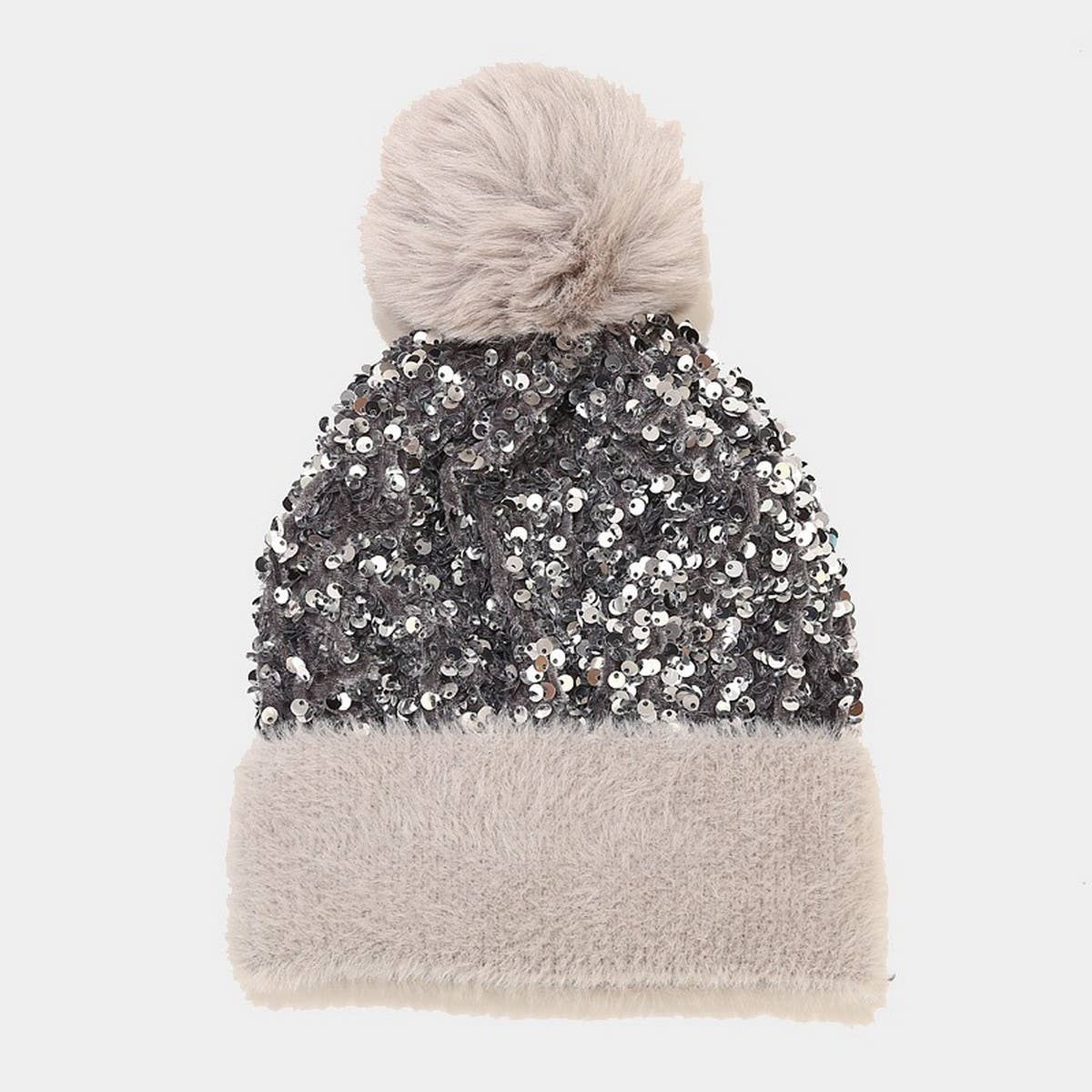 AUTUMN AND WINTER SEQUINED PLUSH KNITTED HAT_CWAH2146
