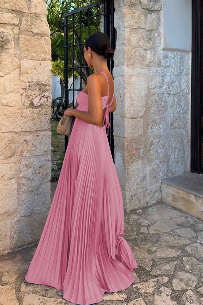 CWDMD5537_SUMMER SOLID COLOR TUBE TOP SLEEVELESS DRESS