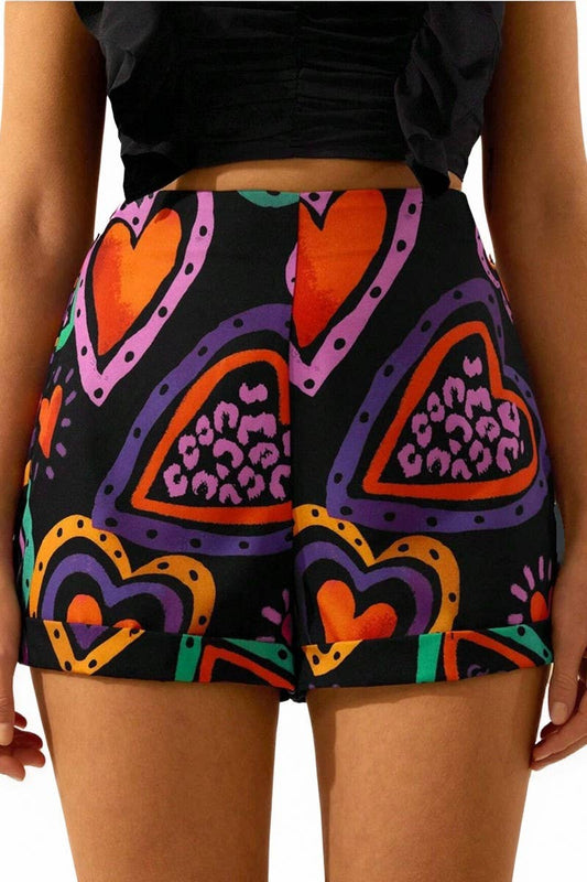 CWBSP00615_HEART PRINT SLIM FIT CASUAL BEACH SHORTS