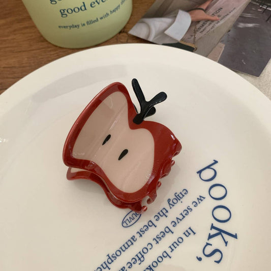 CWAHA07738_CUTE APPLE FRUIT HAIR CLAW CLIP FOR GIRLS