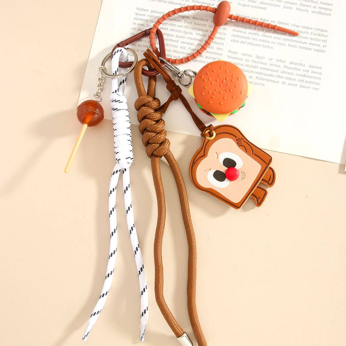 Creative Toast & Candy Braided Rope Keychain