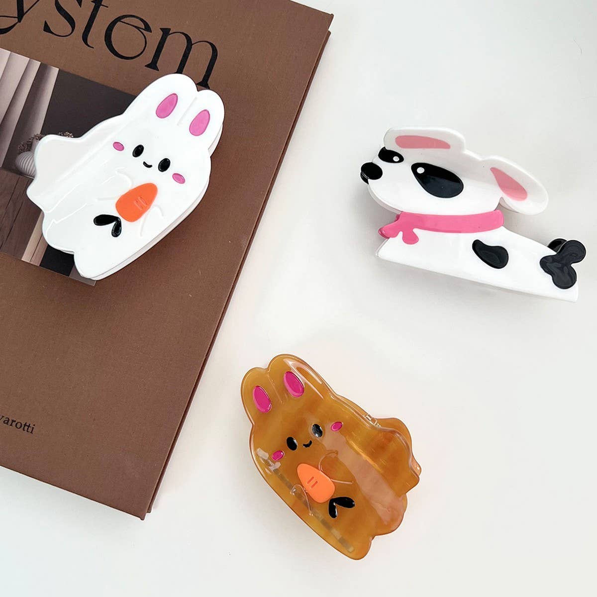 Cute Animal Bunny & Puppy Acetate Shark Clip