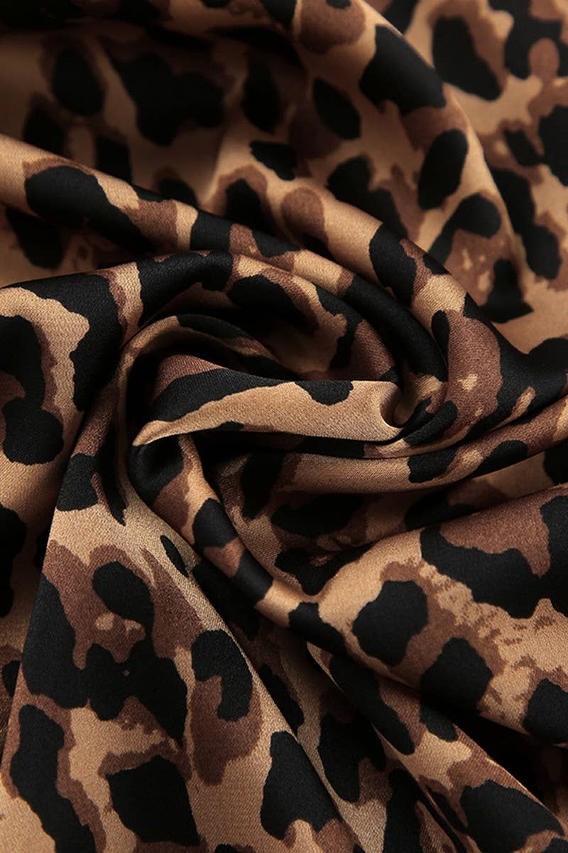 CWDMD4256_V-NECK LEOPARD PRINT HIGH WAIST SLIT DRESS