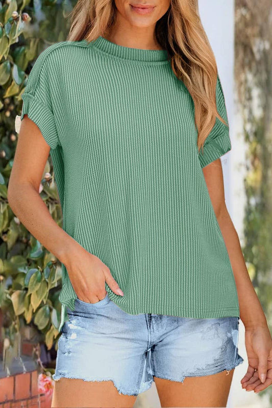 Cwtbls1816_Summer Round Neck Short Sleeve Loose T-Shirt