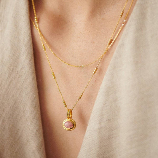 Stainless Steel Multi-Layered Gemstone Necklace_CWMM5733