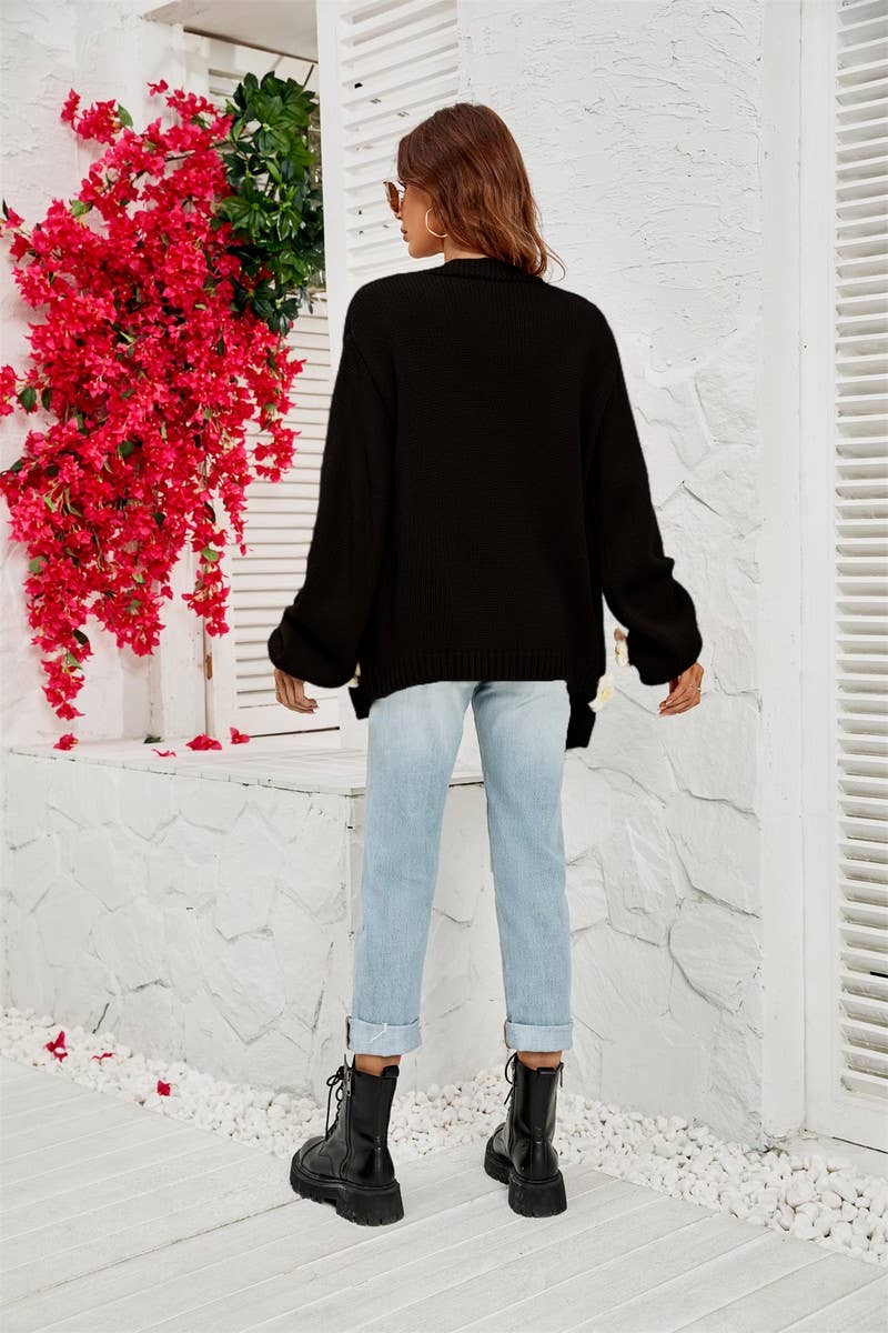 CWOSWL1659_Long Sleeve Casual Open Front Cardigan Sweater