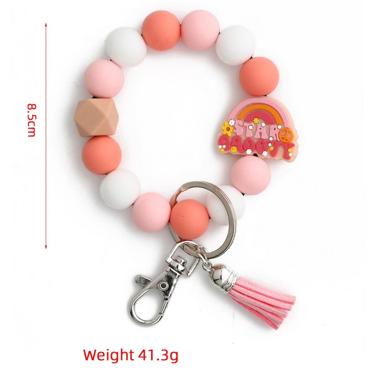 Cartoon Animal Keychain with Silicone Bead Bracelet_CWMM6878
