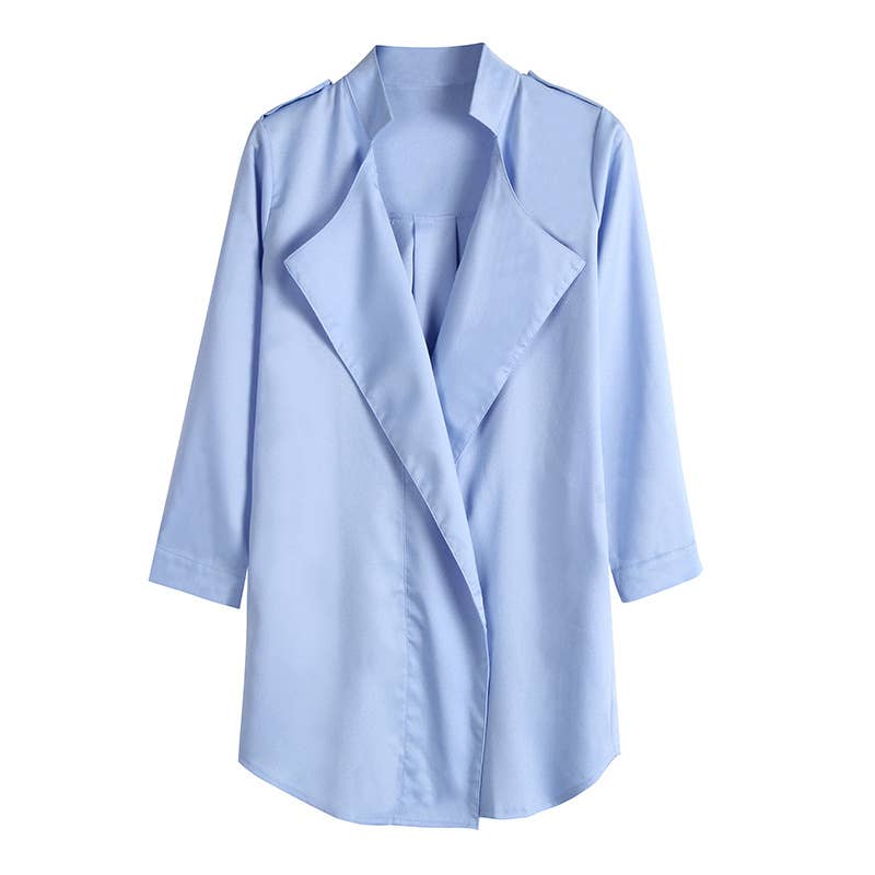 LAPEL CARDIGAN STYLE LONG SLEEVE TRENCH COAT