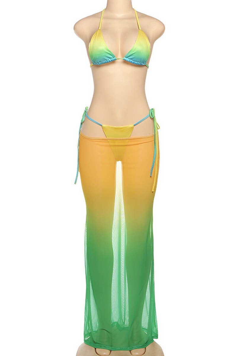 CWSS1279_SEXY HOT GIRL BIKINI HALTERNECK PRINT THREE PIECE