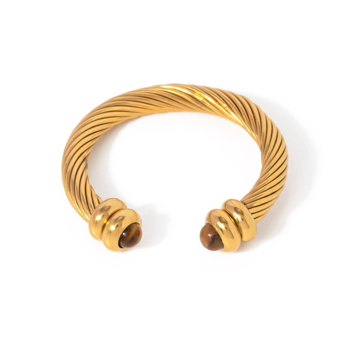 IRREGULAR OPEN TIGER EYE STONE BEAD RING