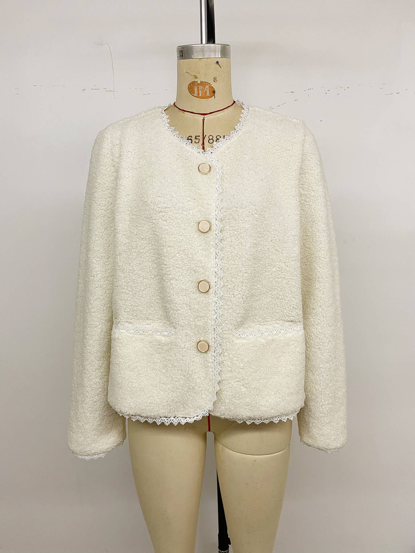 Lace lace patchwork single-breasted cardigan