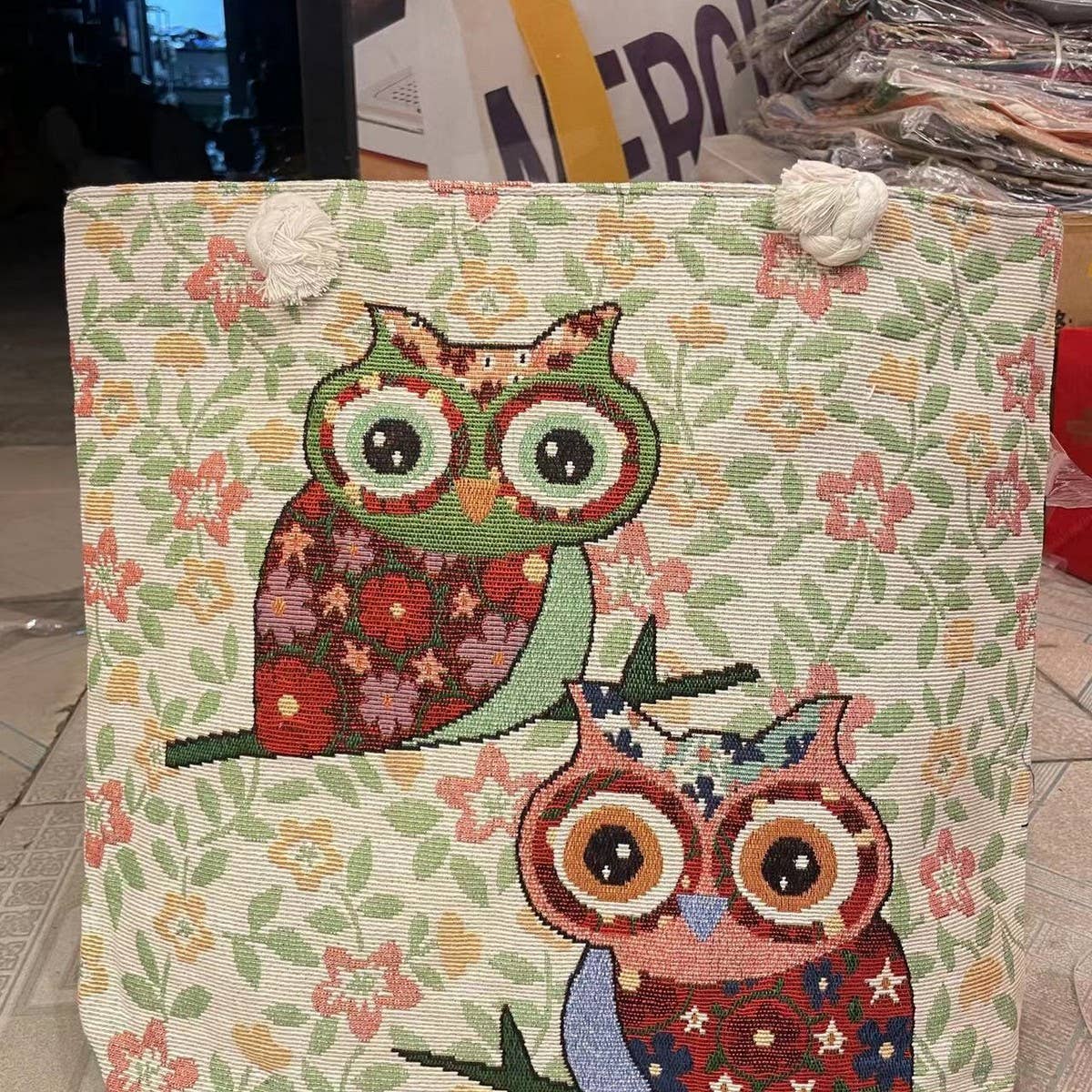 VINTAGE ANIMAL EMBROIDERED CANVAS TOTE BAG_CWAB1679