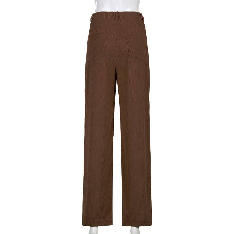 CORDUROY HIGH WAISTED STRAIGHT LEG PANTS