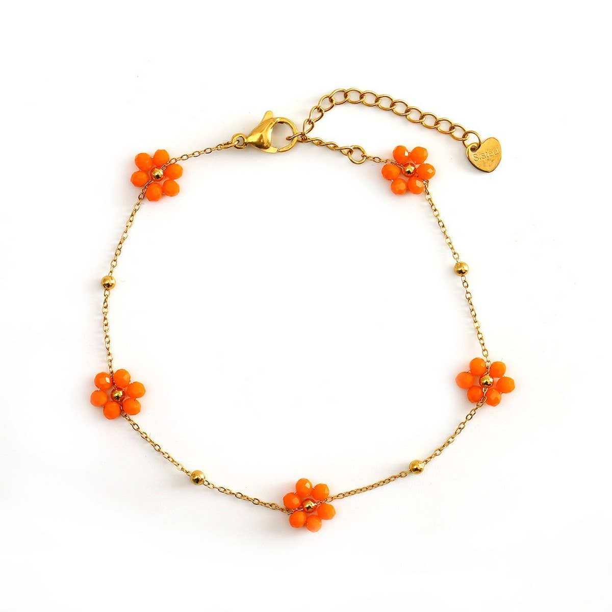 Colorful Stainless Steel Flower Anklet