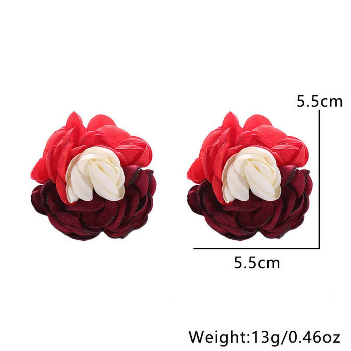 Colorblock Fabric Flower Stud Trendy Earrings