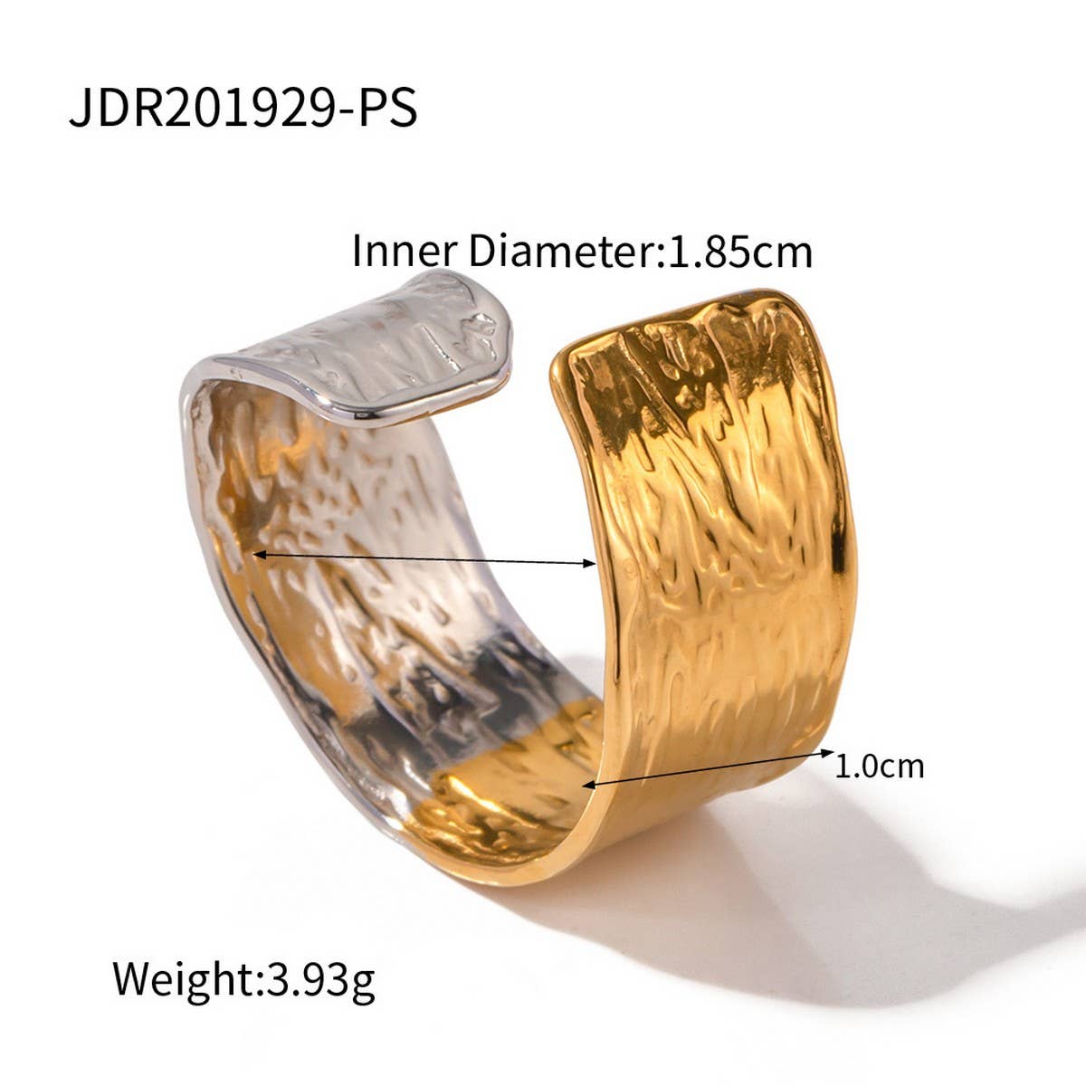 NEW DOUBLE PIECE CURVED PLEATED HIGH-END RING