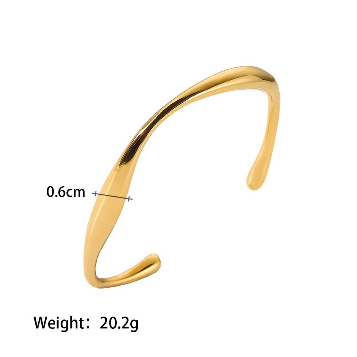 18K Gold Polished Open Cuff in Titanium_CWAJE4643