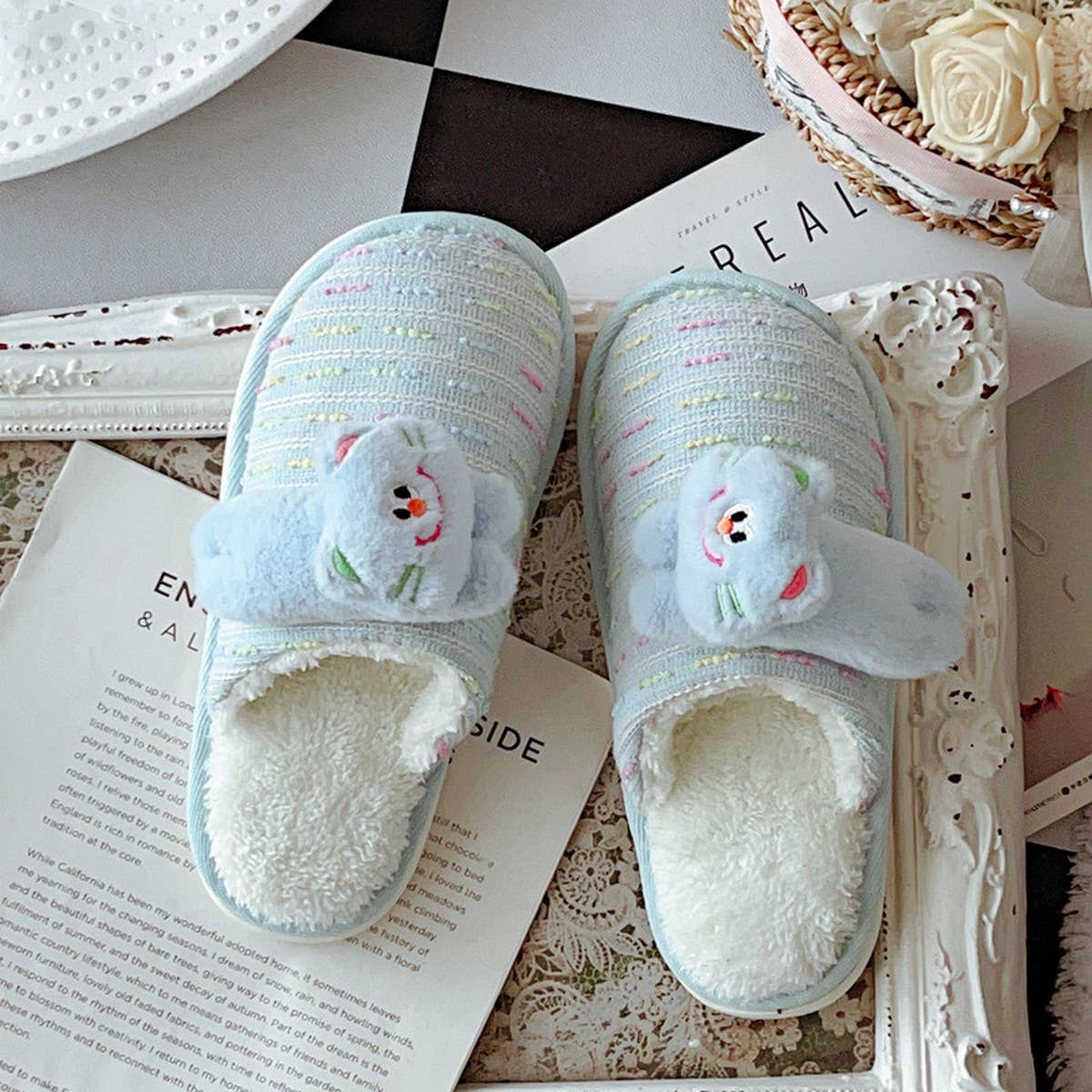 WOMEN'S WINTER CARTOON KITTEN COTTON SLIPPERS