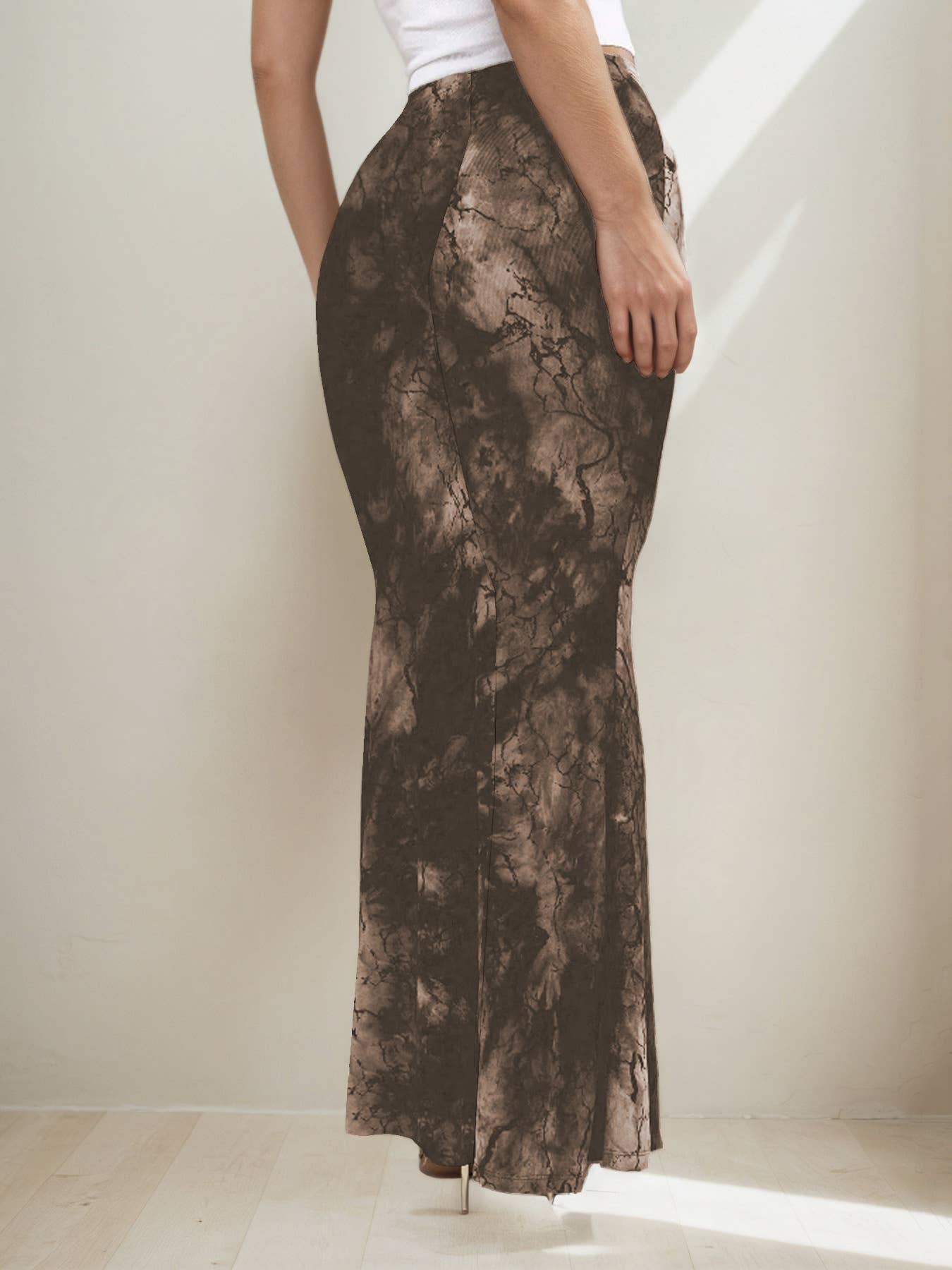 Retro printed,slimming and body-hugging skirt