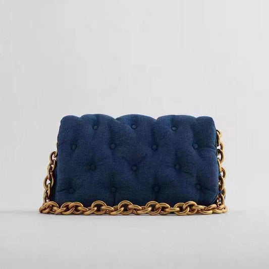 NEW FASHION BLUE DENIM CHAIN SHOULDER PILLOW BAG_CWAB3424