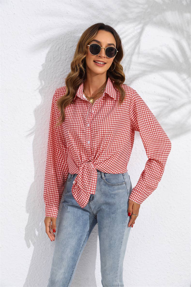 LAPEL PLAID RELAXED LONG-SLEEVED SHIRT