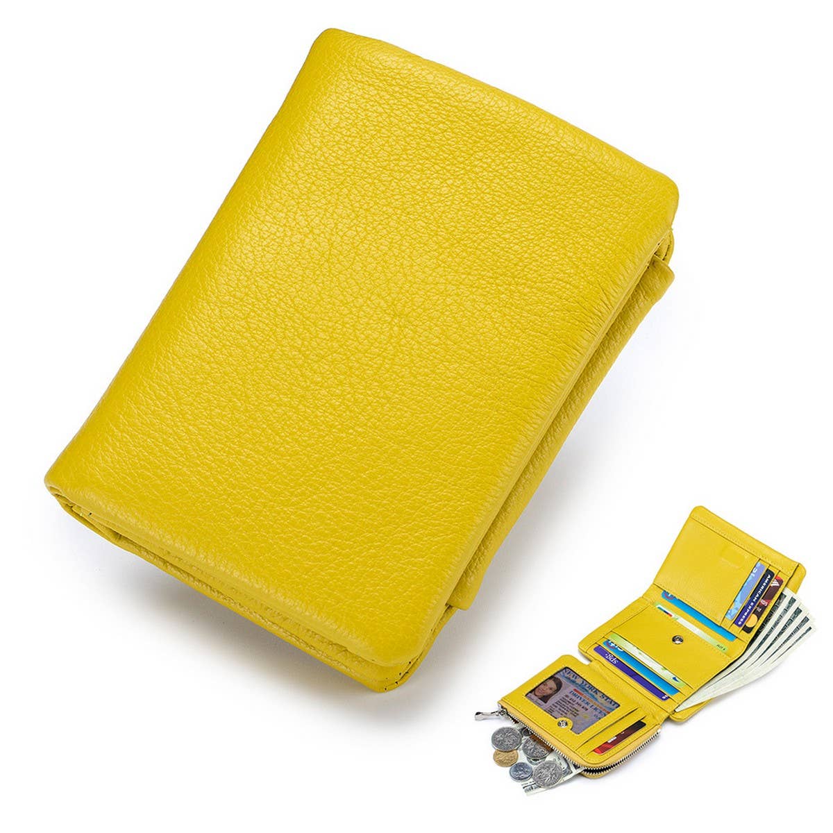 CAPACITY FIRST LAYER COWHIDE TRIFOLD LEATHER WALLET_CWAB3820