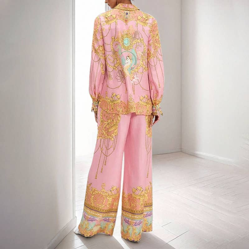 LONG-SLEEVED PRINTED SHIRT TROUSERS FASHION SUIT
