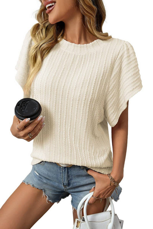 Cwtts1357_Summer Double-Layer Ruffle Short-Sleeved T-Shirt