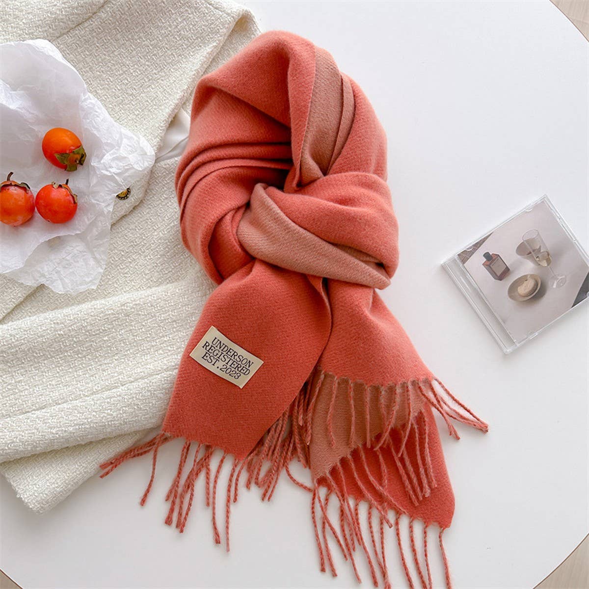 Double Sided Faux Cashmere Scarf-Solid Color Shawl